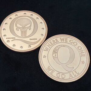 Q Anon Punisher Coin Where We Go One, We Go All Gold Plated Coin
